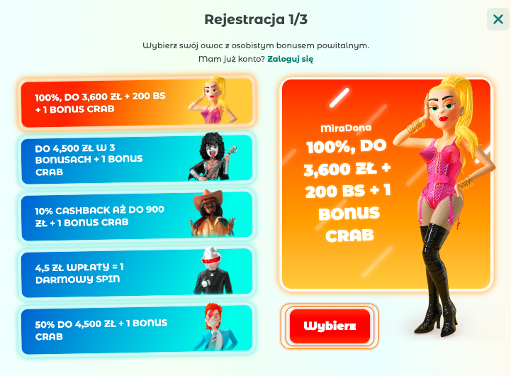 Rejestracja w kasyno Neon54